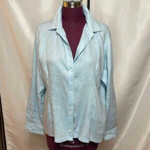 Lauren Ralph Lauren Women’s XL Linen Blouse in Sky Blue